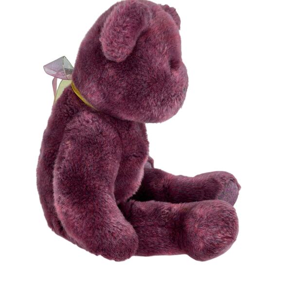 Vintage Ty Beanie Buddies 2000 Signature Bear Embroidered Heart Purple Plush Y2K - Picture 4 of 10